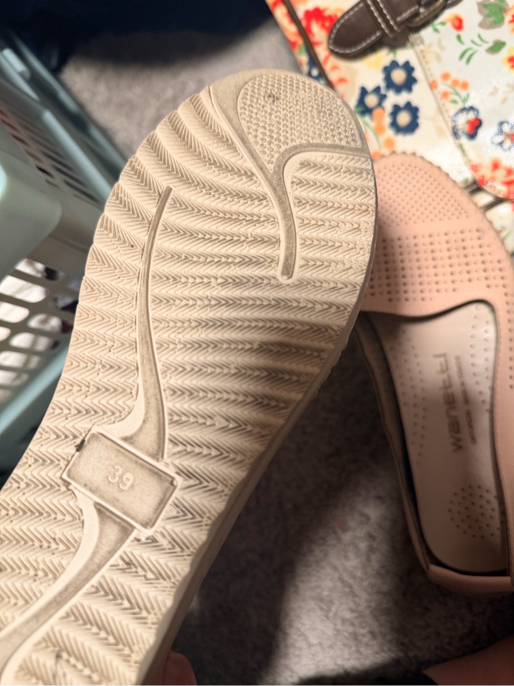 Perforated Nude Slip-On Loafers — Women’s Comfortable Flats - Picture 4 of 4